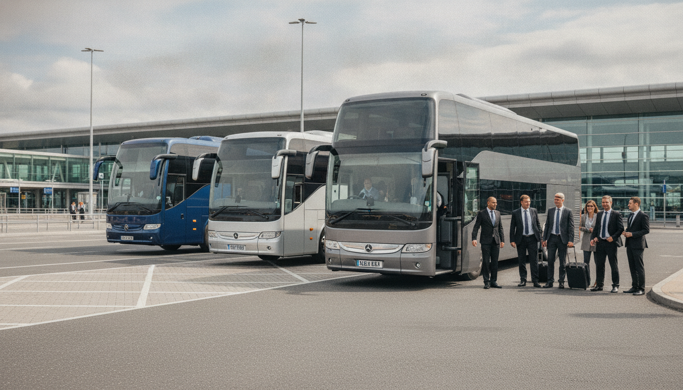 Impressing Delegates: Premium Coach Service from Manchester Airport — executive coach meeting a group at Manchester Airport