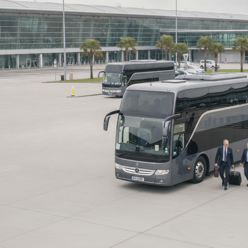 Group Types We Serve | Manchester — executive coach meeting a group at Manchester Airport